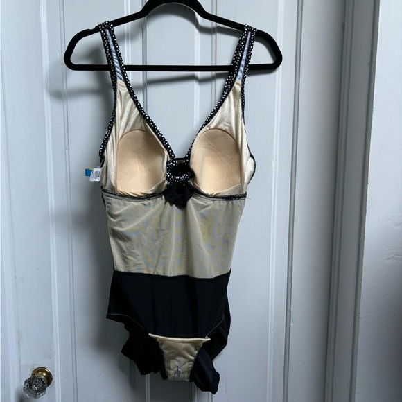 Maxine Swimdress New With Tags Vintage Dead Stock Black and White Print Size 16 - Picture 8 of 12